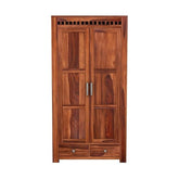 ONIJA Wooden 2 Door Wardrobe for Clothes with 2 Drawer 4 Shelf Storage & Hanging Space - Sheesham Wood Almirah for Bedroom - Solid Wood Large Cupboard